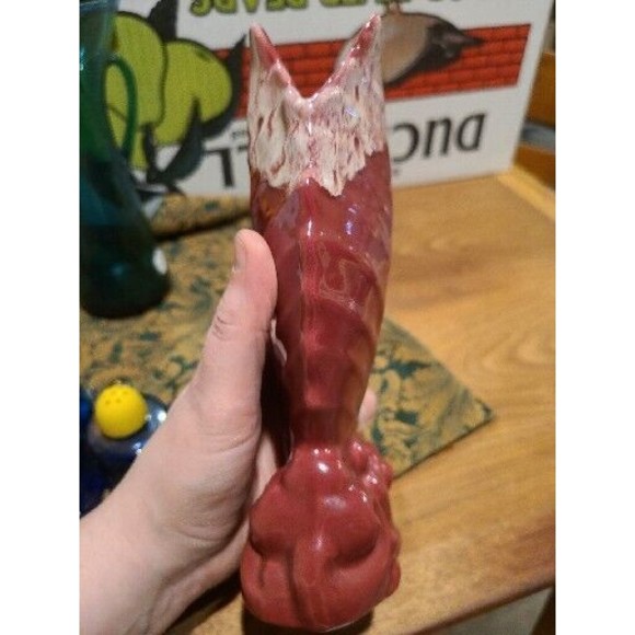 Vintage MCM Royal Haeger Leaf Vase Burgundy Dark Red Pink White Glaze EUC Art - Picture 3 of 8